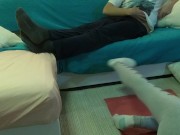 REAL 18 VIRGIN STEPSIS works out and TEASES stepbro, He takes his big cock out and CUMS ALL OVER! 9/16