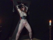 Submissive Redhead MILF tied to Cross and tortured with clothespins 11/16
