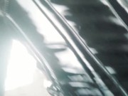 Latex catsuit tease, phone selfie video. rubber fetish 10/16