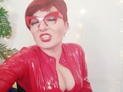 Red PVC Catsuit Vinyl Fetish, FemDom POV Dirty Talk Humiliation 14/16