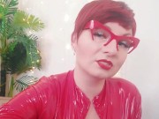 Red PVC Catsuit Vinyl Fetish, FemDom POV Dirty Talk Humiliation 5/16