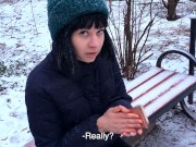 I Helped the stranger to warm up, swallowed all my sperm