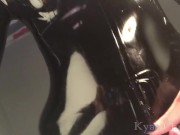 Latex Catsuit Photshoot Struggle - Shiny Fetish Playful Sexy Ignore Fetish Tease 16/16