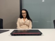 Lustful secretary masturbates under the desk in the office 3/16