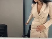 Lustful secretary masturbates under the desk in the office 8/16