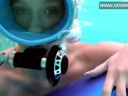 Hungarian pornstar Minnie Manga rubs her clit and cums in the pool 2/16