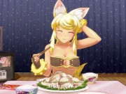Cute furry girl offers you a dinner a bath and sex [Wolf Girl With You] / Hentai game 2/16