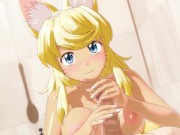 Cute furry girl offers you a dinner a bath and sex [Wolf Girl With You] / Hentai game 5/16