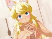 Cute furry girl offers you a dinner a bath and sex [Wolf Girl With You] / Hentai game 6/16