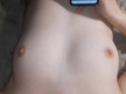 Girl plays with lovense lush, blowjob and gets hot wax on tits 2/16