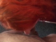 Redhead horny slut sucking my cock then fucked hard POV with big cumshot on pussy 6/16