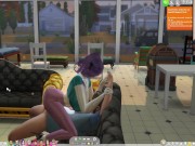 The Sims 4: Passionate sex on the couch for 8 people 4/16