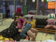 The Sims 4: Passionate sex on the couch for 8 people 9/16