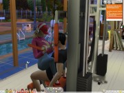 The Sims 4:8 people gym weightlifting machine training sex 11/16