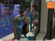 The Sims 4:8 people gym weightlifting machine training sex 2/16
