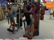 The Sims 4:8 people gym weightlifting machine training sex 5/16