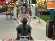 The Sims 4:8 people gym weightlifting machine training sex 7/16