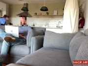 Part 1: DICK FLASH MAID, pervert jerks off and gets caught by naive nanny, she blows him deep 1/16