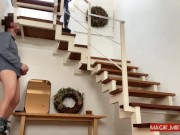 Part 1: DICK FLASH MAID, pervert jerks off and gets caught by naive nanny, she blows him deep 11/16