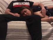 I wake up my stepmom from the sofa and I cum in her mouth 2/16