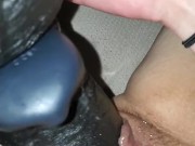 Milf enjoys long thick black King Cock Dildo! Puts it all in with cock ring!  11/16