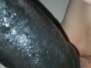 Milf enjoys long thick black King Cock Dildo! Puts it all in with cock ring!  12/16
