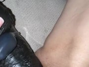 Milf enjoys long thick black King Cock Dildo! Puts it all in with cock ring!  15/16