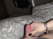 He cums an incredible amount even though he has such a small dick *black long nails helping hand* 12/16