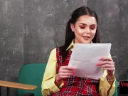 Pigtailed CFNM voyeur commands sub to jerk off 2/16