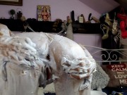 Short shaving cream all over my face and ass 8/16