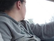 Playing and sucking wife's tits on car ride  5/16