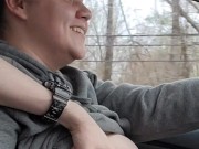 Playing and sucking wife's tits on car ride  6/16