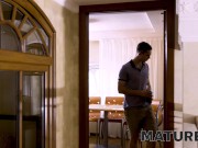 MATURE4K Mature in red bra takes stepsons pistol deep into hairy pussy 2/16