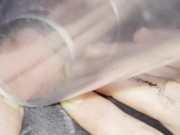 Vacuum cleaner sucks my clit in a clear tube 1/16