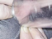 Vacuum cleaner sucks my clit in a clear tube 2/16