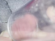 Vacuum cleaner sucks my clit in a clear tube 5/16