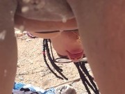 At the river and got Daddy to pee in my mouth then I pee and he spread it open  12/16