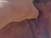 At the river and got Daddy to pee in my mouth then I pee and he spread it open  14/16