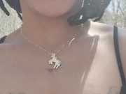 At the river and got Daddy to pee in my mouth then I pee and he spread it open  2/16