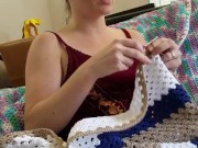 Creature crocheting and singing a tune 3/16