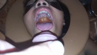 Submissive Stepdaughter in Deep Throat, Pissed and sniffing Cum ...