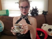 Goth Girl JoI while sipping a cup of tea and smoking - IzzyHellbourne 1/16