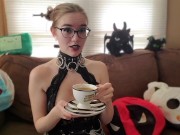 Goth Girl JoI while sipping a cup of tea and smoking - IzzyHellbourne 2/16