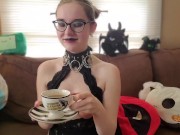 Goth Girl JoI while sipping a cup of tea and smoking - IzzyHellbourne 7/16