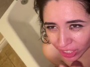 DIRTY LITTLE CUMSLUT GETS HER THROAT FUCKED SPIT ON AND PISSED ON 4/16
