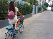 Up dress PUSSY and BUTT PLUG flashing at public beach 1/16