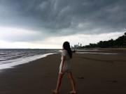 Up dress PUSSY and BUTT PLUG flashing at public beach 13/16