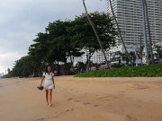 Up dress PUSSY and BUTT PLUG flashing at public beach 4/16