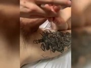 Foot job from sexy small feet - Bubble Toes gets cum’d on 5/16