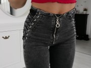 He fucked a girl in tight jeans and cum on her Big Ass / 4K exclusively 3/16